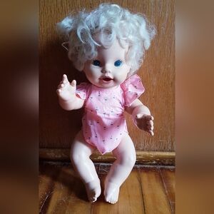 1984 Baby Alive Doll 13" Kenner Vintage Lever on Back WORKS Hong Kong